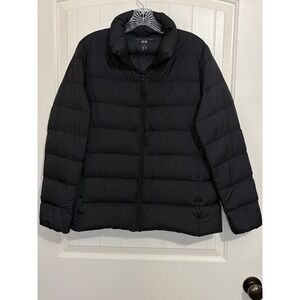 Uniqlo Ultra Light Down Puffer Jacket Women Large Black Water Repellent Packable